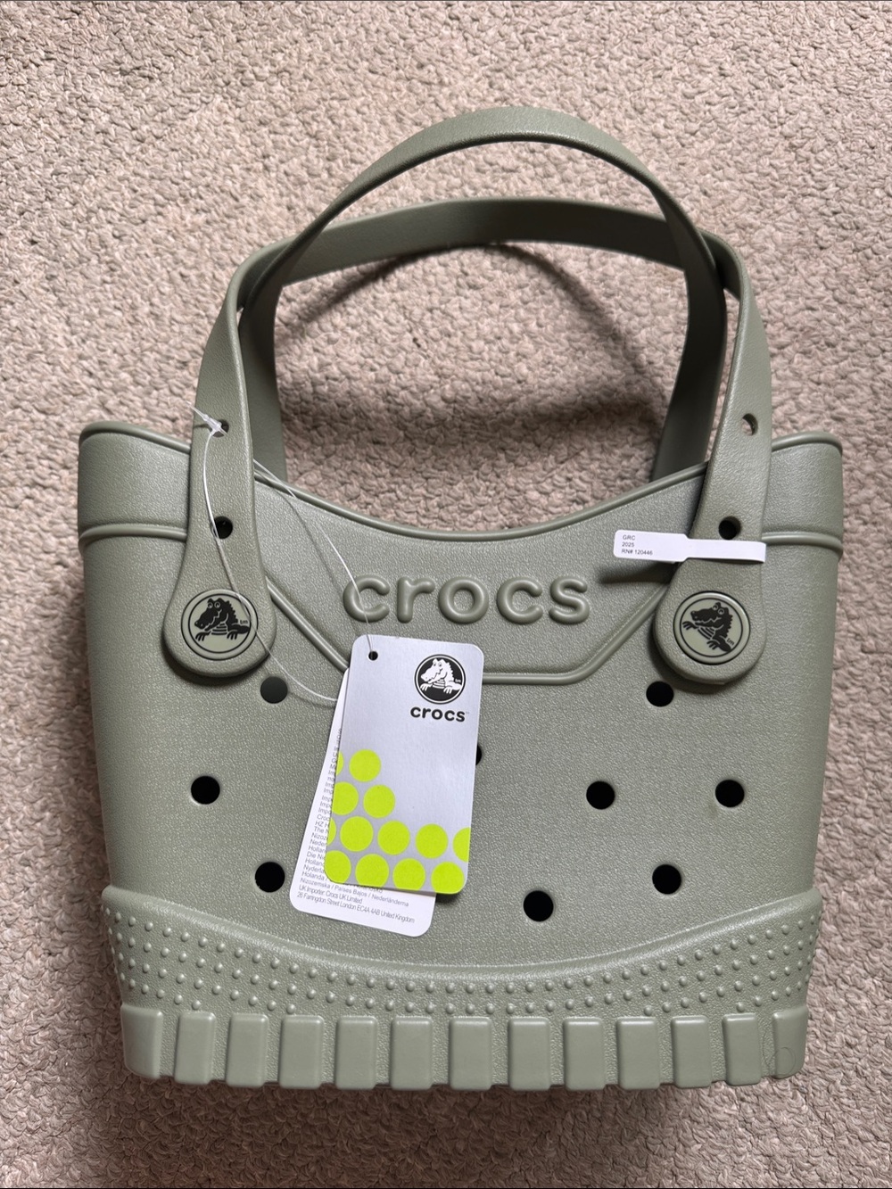 CROCS Sage Green Perforated Small Tote